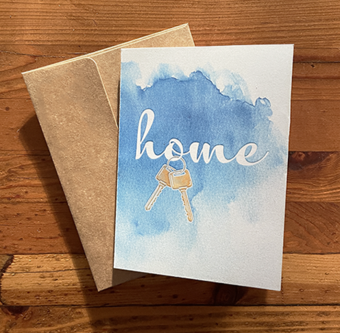 pop-up house – 11.3 x 15.7 cm card with natural A6 envelope