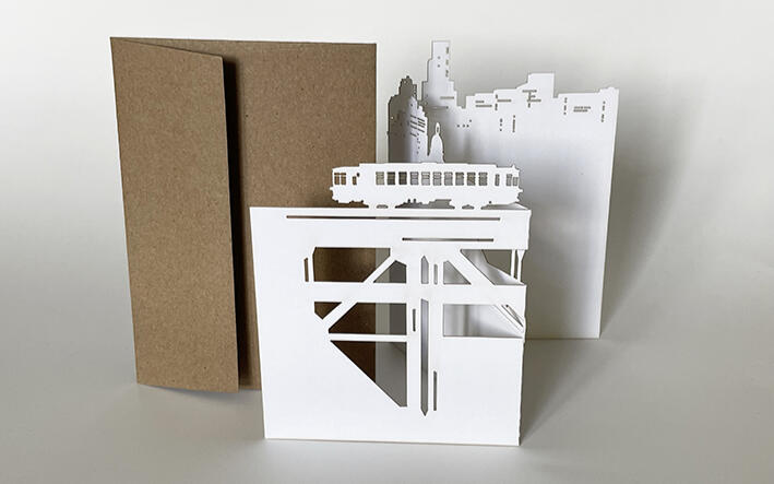 cityscape, 26 x 12.5 cm 3-panel card